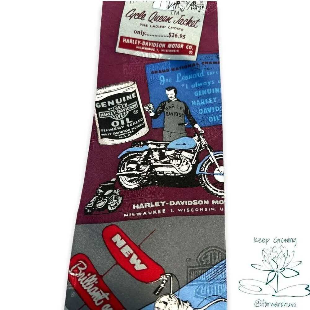 Harley Davidson | Ralph Marlin | Made in USA | Silk Necktie 1990’s Vintage